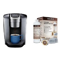 Keurig K-엘리트 싱글서브 K-컵 포드 커피 메이커 브러시드 실버, 커피 메이커 + 솔루션