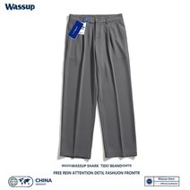 정장바지 WassupShar 패션 올 매치 드레이프 바지 남성 스트리트 봄 여름 조수 브랜드 느슨한 스트레이트 와이드 레그 캐주얼 바지 올젠바지 컨셉원슬랙스 스타일 키작남 라이프워크