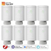Zigbee 3.0 서모 스탯 Tuya 스마트 라디에이터 액추에이터 밸브 열 헤드 프로그래머블 TRV 온도 컨트롤러 Alexa Google, 8 Pcs