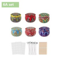 초심지 6/12/20PCS 빈 Tinplate 상자 주석 캔 캔들 항아리 만들기 키트 컨테이너 Wicks 스티커 에센셜 오일 간장 DIY 촛불, [02] 6A set
