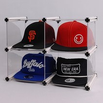 엠블럭&스페셜 스냅백정리함 뉴에라모자보관함 모자보관함 야구모자정리함 골프모자정리 모자진열대 수납장, 2층x2칸 4칸형(뒷덮개포함)