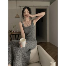 여성 니트나시 원피스 사각넥 이너 봄가을 조임 롱스커트 그레이스커트