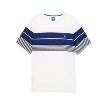 20SS 헤지스남성 HZTS0B052WT [윔블던 라인] 화이트 멀티 라인 라운드 티셔츠