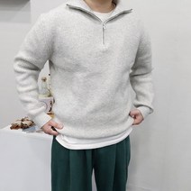 남자 캐시미어 울 하찌 반집업 니트
