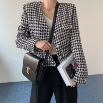[에이스토리] 노카라 브이넥 트위드 하운드 자켓 봄가을 간절기 자켓