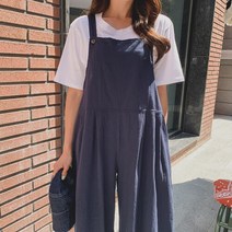 여자 와이드 린넨 멜빵 임산부가 입기편한 점프수트