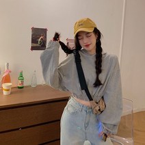 루즈핏 후드티 디자인감각 보이핏 볼륨 숏 상의 여성 봄가을 계절 슬림핏 후드맨투맨 러블리 학원 개성 2712969277