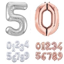 파티셔스 숫자풍선(소형) 다이소숫자풍선 실버 로즈골드 500일 세돌 두돌생일상, 0