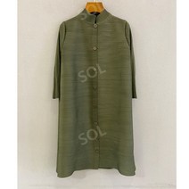 플리츠 원피스 중년하객룩 단추형상의 블라우스셔츠 9부소매