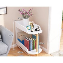 좁은 폭 스탠드 틈새 선반 책꽂이 자녀방 꾸미기, 2단 화이트(24cm)