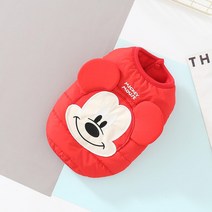디즈니 애완 개 옷 겨울 따뜻한 미키 마우스 개 자켓 코튼 작은 중형 개 조끼 코트 프랑스 불독 의류 퍼그, 04 L, 02 Red