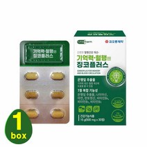 [코오롱제약] 식약처인증 징코 은행잎 추출물 혈액순환 영양제 알약 캡슐 플라보놀배당체 아연 비타민d b12 나이아신 판토텐산 식물성 인지질 콜레스테롤 건강기능식품 30정, 1set, 징코500mgx30정