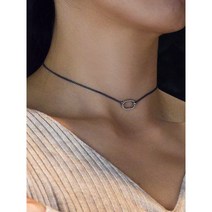 [무배]머스트비 블랙 은목걸이 925 실버 동그라미 펜던트 레이어드 데일리 초커 시크 빈티지