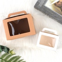 티앤디 손잡이형 사각 투명창 선물 케이스, 1개, 소 - 브라운