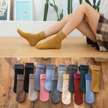 은창]무드 벨벳 컬러풀 골지 기모 양말 수면양말 겨울 무지양말 기모양말 히트 선물 단체 수면 털 보온 선