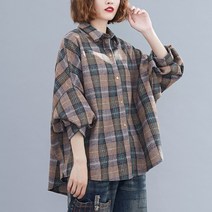 아이엠몽 여성 긴팔 체크 루즈핏 빅사이즈 셔츠 블라우스 데일리