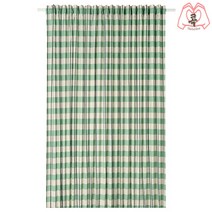 이케아 커튼 반투명 글란스학토른 1장 그린 화이트/블랙 300x250cm 안방 침실 거실 창문 펜션 가리개 가림막 방한 방풍 유럽