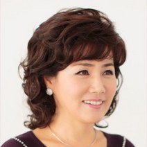가발 여자 단발 중장년 가발 단발 웨이브 중년 여성스러운 엄마 중장모, 다크 브라운, 하나