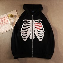 여성 캐주얼 오버사이즈 후드집업 미국 하이 스트리트 조수 브랜드 해골 카디건 지퍼 가을