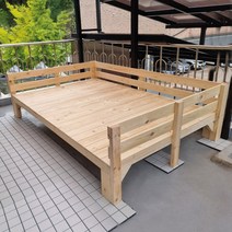 미엔우드 야외 원목 평상 실내 원목 테이블 데크 정자 DIY 조립식 무도색 595x595, 튼튼등받이평상, 소형(1320mm)