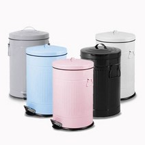 파스텔 모던 컬러 휴지통 (양철) 3L/5L/12L/20L (블루/핑크/블랙/화이트/그레이), 블랙, 5L