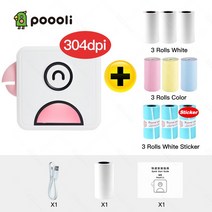 핸드폰사진인화기 휴대용포토프린터 미니포토프린터 Poooli L2 304 인치 당 점 포켓 사진 프린터 미니 블루, 11 Pink Add 9 Rolls