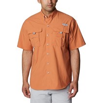 Columbia 컬럼비아 남성용 바하마 II UPF 30 반팔 PFG 피싱 셔츠 포실/리얼트리 엣지 L, Large, Island Orange