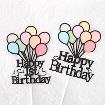 벌룬 케이크 토퍼 3종-디자인 특별한 촛불 양초 생일 막대 픽 데코 장식, 100days