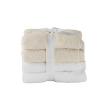 코마사 매일쓰는 세면타올 4P (컬러 택1), 화이트+베이지