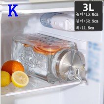 카페 식당 우드 유리 물통 수도꼭지달린 음료 물병 디스펜서 음료수통, K