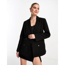 Miss Selfridge 블랙 오버사이즈 더블 브레스티드 블레이저