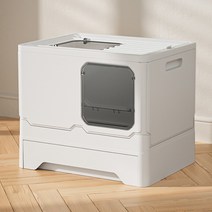 그랜펫 후드 투웨이 사막화 방지 고양이 화장실 2단 고급형, 화이트