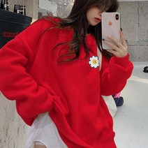 [자체제작] 스마일꽃 자수 맨투맨