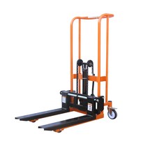 수동 지게차 유압 스태커 팔레트 포크리프트 하역, 살구 100kg 트롤리