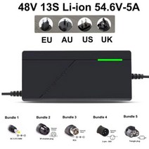 48V 52V 2A 3A 5A 리튬 이온 충전기 13S 14S 54.6V 58.8V 18650 전기 자전거 스쿠터 배터리 충전 고속 스마트 충전기, US, 번들 1, 48V 13S Li-ion 5A