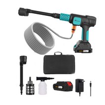무선 고압세차기 초강력 고압분사기 고성능 고압세척기 충전식 가정용 휴대용 세차기 다기능, 블랙+블루, 무선세차기 세트 + (배터리 1개+충전기)