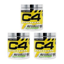 Cellucor 3개 C4 부스터 오리지널 헬스 프리워크아웃 그린애플 60 서빙 390 g, 390g