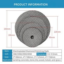 콘크리트폴리싱 3"/4"/5 전기 도금 다이아몬드 샌딩 패드 그라인딩 디스크 유리 화강암 대리석, 03 200_01 3 인치_02 2 개