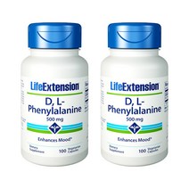 라이프익스텐션 D & L 페닐알라닌 500mg 베지테리안 캡슐, 100개입, 2개, 100정