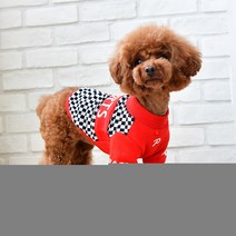 퍼피아 강아지고양이옷 레이서 라운드티, 레드