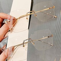 [바보사랑] 초경량 고급 무테 오버핏 사각 여자 남자 학생 메탈 패션 안경테 금테 은테 검