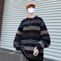 오버클래쓰 남자 라운드넥 스트레이트 니트 긴팔 심플 스웨터