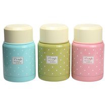 땡땡이 보온 죽통 350ml 스텐 국통 이유식 보온통 밥통, 블루