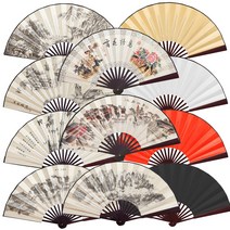 [1P 무배](실크 대나무부채 D타입 대형 1P) 접이식 전통 풍경 수채화 나무 무지 그림 부채, B형 레드1P, 1개