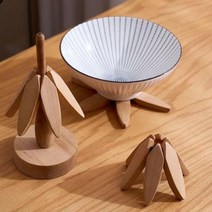 나무냄비받침 원목 식탁 그릇 접이식 깔판 패드 캠핑 집들이선물, 나무받침(밝은색)