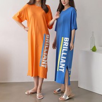 NewCare 여성 롱원피스 라인 트임 루즈핏원피스 레터링