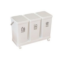 심플 레이어 이동식 가정용 슬리머 분리수거함 휴지통 20리터 3단 + 스티커, 1개