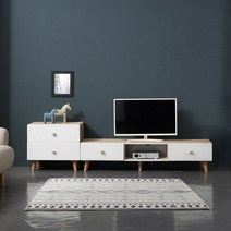 쿠크 소프트 비디오형 거실장 세트 2100 B타입, 색상:오크화이트