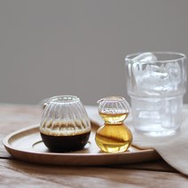 이시즈카 플리츠 투명 홈카페 미니 에스프레소 샷잔 유리 시럽잔, 동글이(85ml)