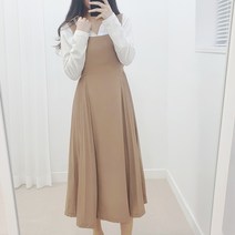 스퀘어넥 뷔스티에 플리츠 원피스